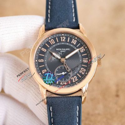 TW Factory Clone Patek Philippe Travel Time Black Dial Rose Gold Watch